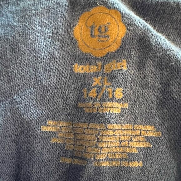 TG Total Girl blue with silver glitter Eiffel Tower long sleeve tee size XL - Picture 3 of 4